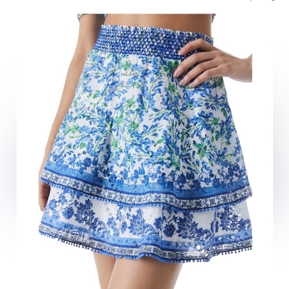 NEW Alice + Olivia Crawford Smocked Mini Skirt